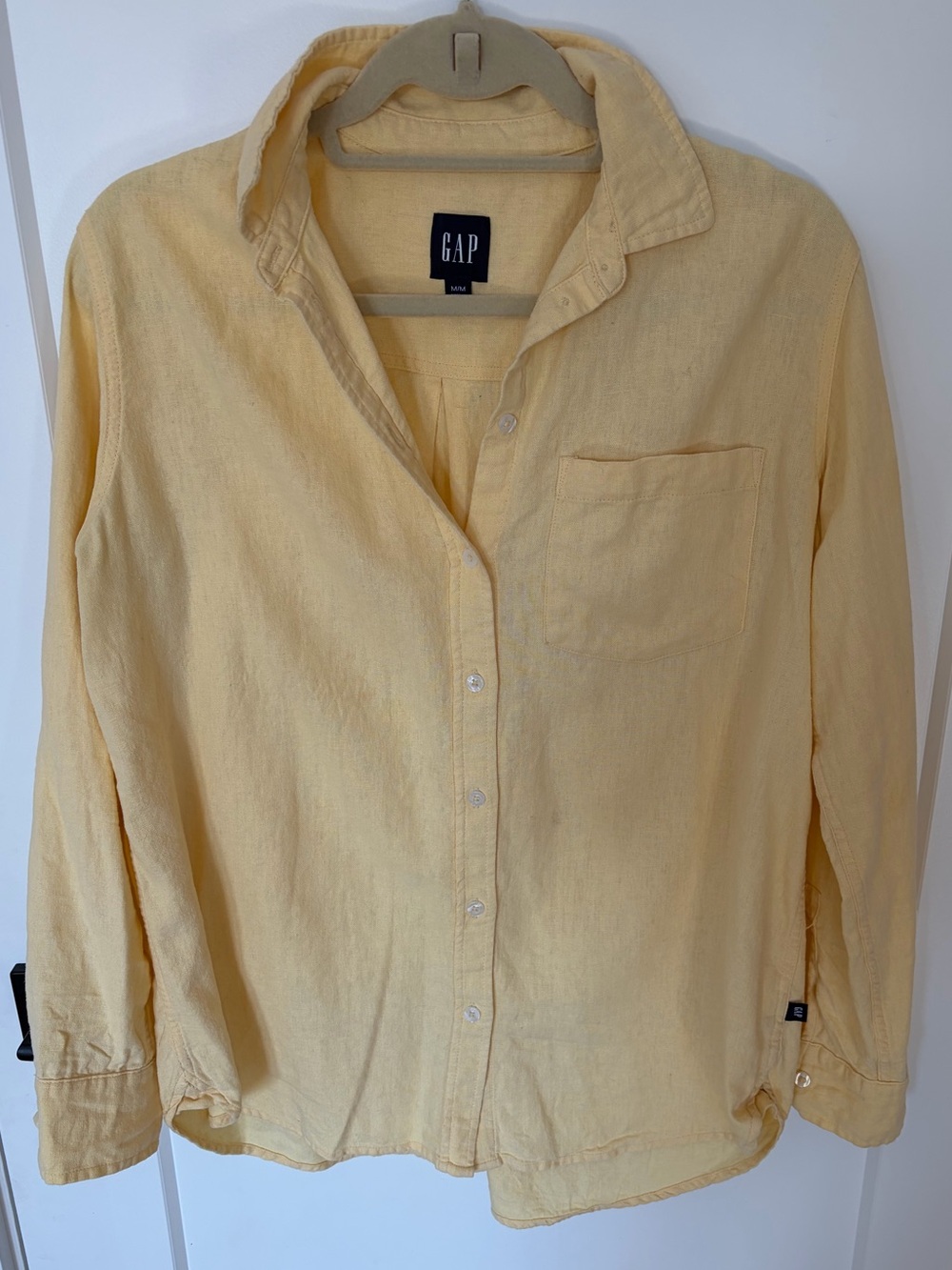 GAP Butter Yellow Linen-blend Button-Down Shirt